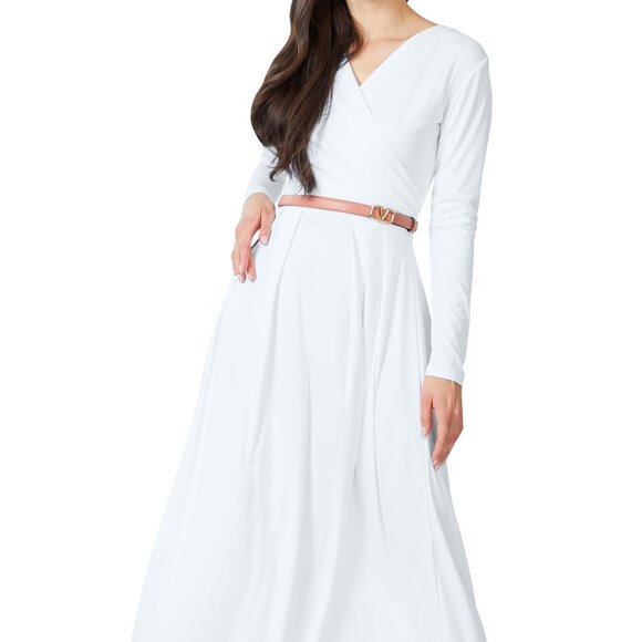 Womens Long Sleeve Fall Formal Flowy Floor Length Evening Gown Maxi Dress - Picture 1 of 5